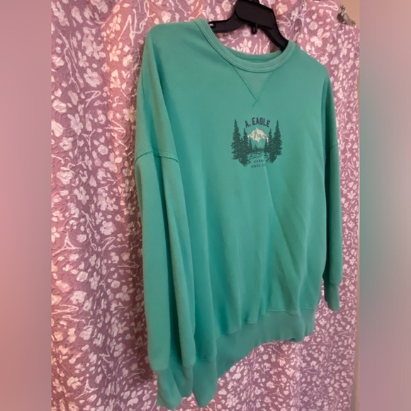 (S56) American Eagle XL Turquoise Oversized Ultra Soft Cozy Sweatshirt - Picture 3 of 8